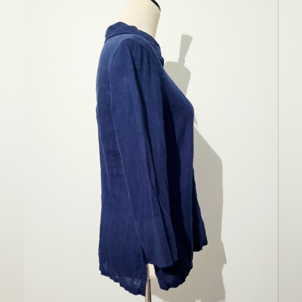 Lauren Ralph Lauren Women’s 100% Linen Button-Front Shirt Blouse Blue Size Small - Picture 3 of 10